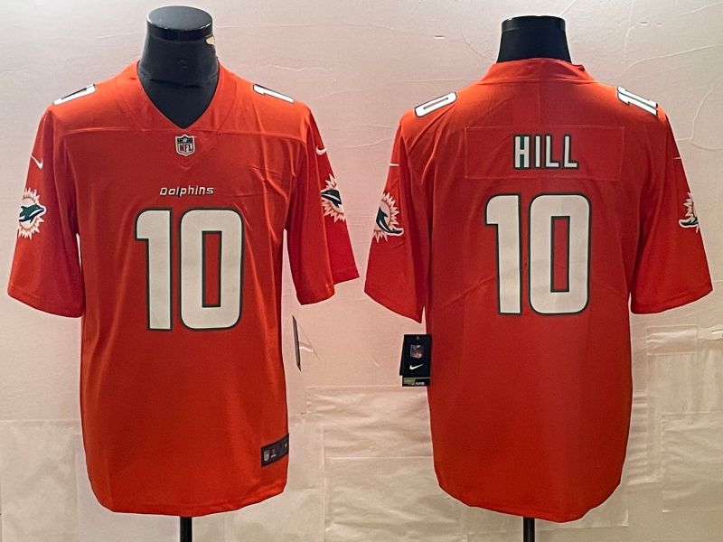 Men Miami Dolphins #10 Hill Orange 2023 Nike Vapor Limited NFL Jersey style 1->denver broncos->NFL Jersey